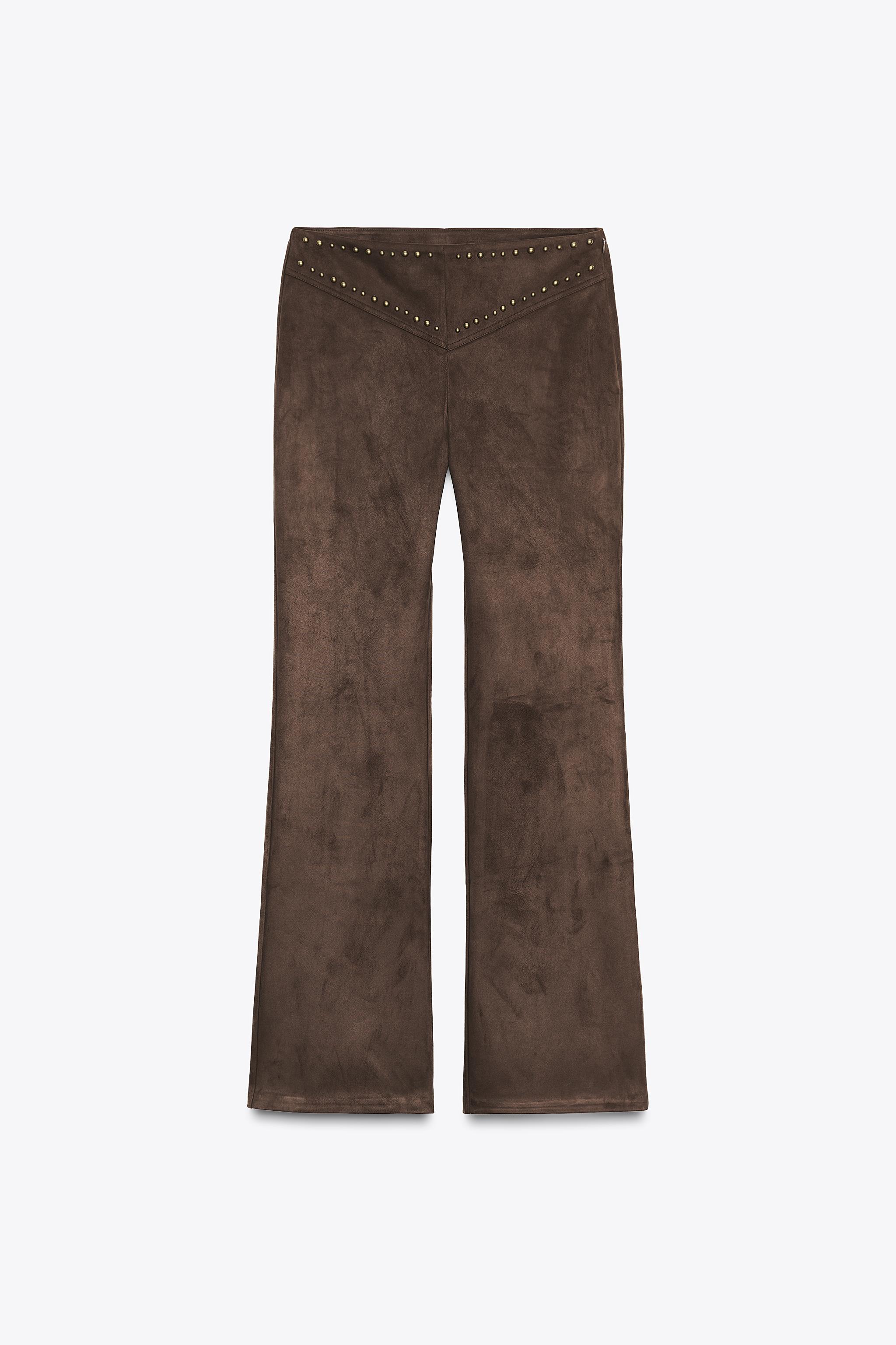 PANTALON FLARE EFFET DAIM CLOUS